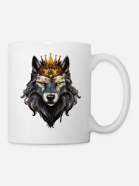 Wolf Tier Krone - Tasse - Weiß