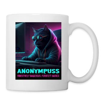 Anonympuss Cat Hacker Lustiges Bild Katze Meme - Tasse - Weiß - Rechts