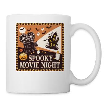Halloween-Shirt, Spooky Movie Night - Tasse - Weiß - Rechts