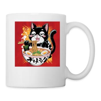 Cat Ramen Noodle Japanese Anime Manga Ramen Kawaii - Tasse - Weiß - Rechts