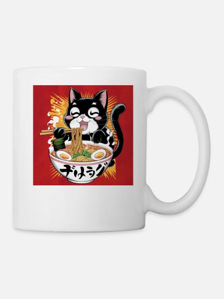 Cat Ramen Noodle Japanese Anime Manga Ramen Kawaii - Tasse - Weiß