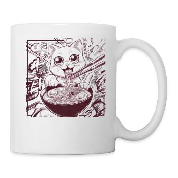 Cat Ramen Noodle Japanese Anime Manga Ramen Kawaii - Tasse - Weiß - Rechts