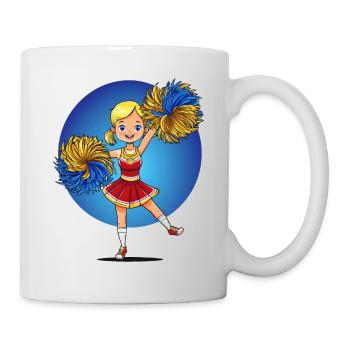 Fille de pom-pom girl avec des pompons faisant du cheerleading - Mug blanc - blanc - Droite