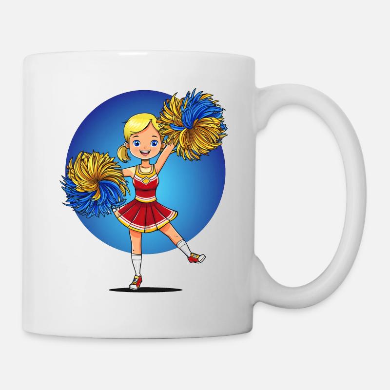 Cheerleading flicka med pompoms som gör cheerleading - Mugg - vit