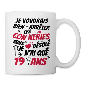 j'ai 19 ans / idée cadeau anniversaire / 19 ans - Mug blanc - blanc - Droite