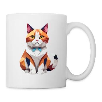 Katze Verspielt Entzückend Spaß Tier Bunt Geometrisch - Tasse - Weiß - Rechts