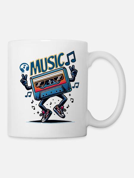 Tanzende Kassette mit Sonnenbrille-Music - Tasse - Weiß