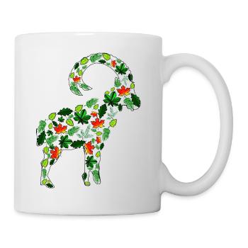 Bouquetin en feuilles - Mug blanc - blanc - Droite