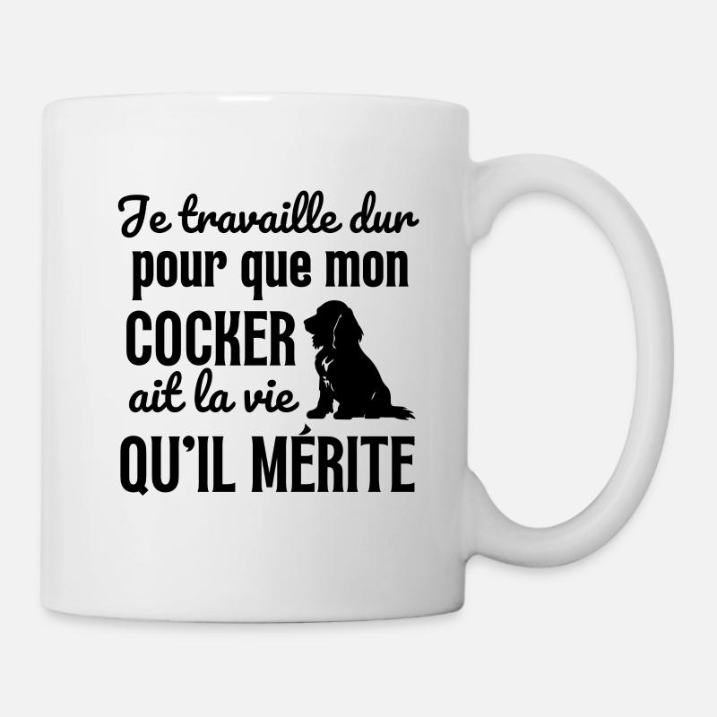Je travaille dur pour mon cocker - Mug blanc - blanc