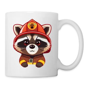 Hero Raccoon in Firefighter Gear - Mug - white - Right