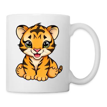 Confident Cartoon Tiger Cub - Mug - white - Right