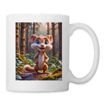 Animaux super mignons dans une forêt – belette - Mug blanc - blanc - Droite