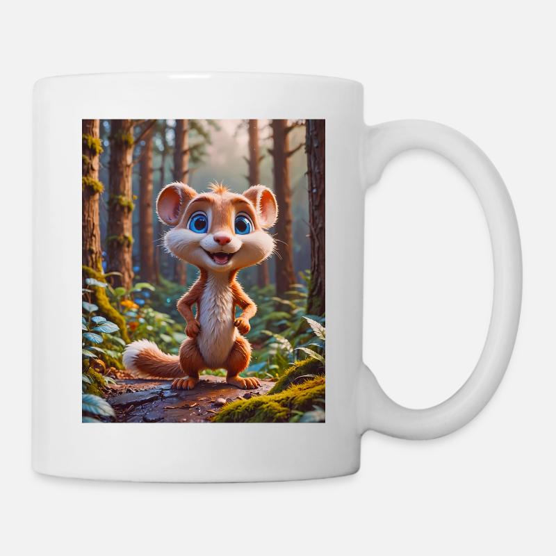 Animaux super mignons dans une forêt – belette - Mug blanc - blanc