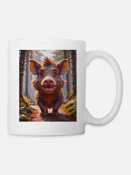 Super süße Tiere im Wald – Wildschwein - Tasse - Weiß