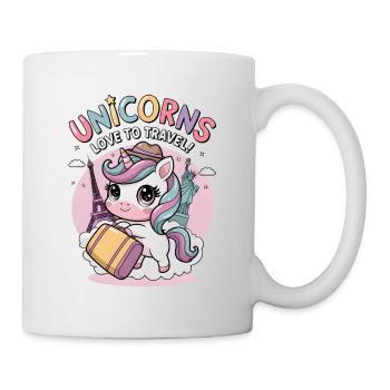Einhörner lieben es zu reisen! - Tasse - Weiß - Rechts