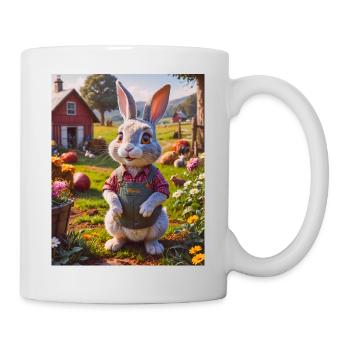 super cute animals on a farm – rabbit - Mug - white - Right