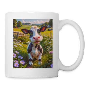 Animaux super mignons dans une ferme – vache - Mug blanc - blanc - Droite