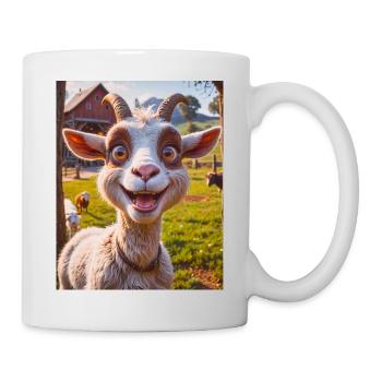 Super süße Tiere auf einem Bauernhof – Ziege - Tasse - Weiß - Rechts