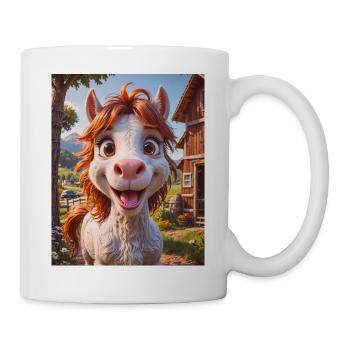 Animaux super mignons dans une ferme – cheval - Mug blanc - blanc - Droite