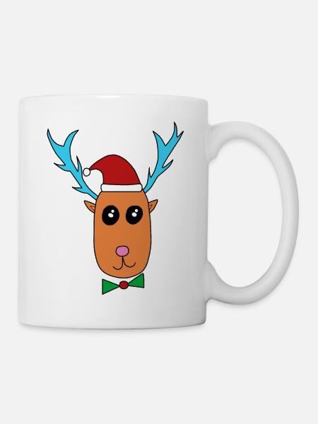 Reindeer celebrates Christmas - Mug - white