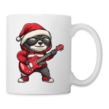 Faultier Weihnachten Rocker Gitarre - Tasse - Weiß - Rechts