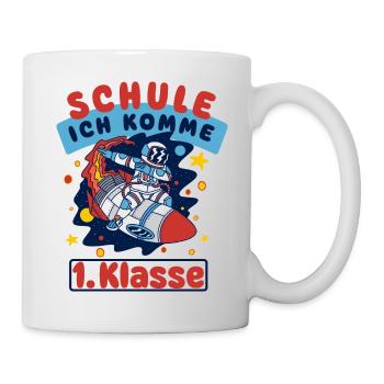 Schule ich komme! Einschulung Schulkind Astronaut - Tasse - Weiß - Rechts