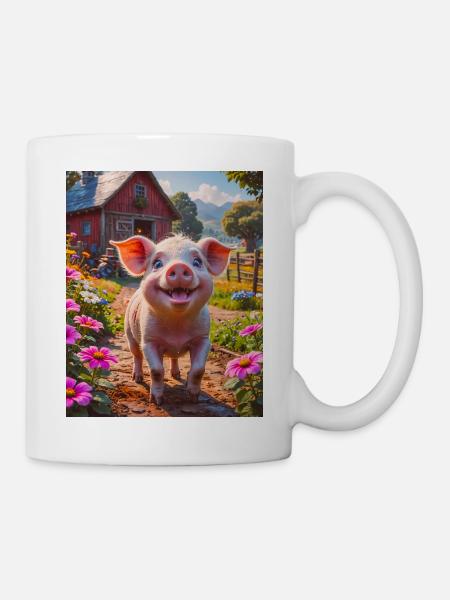 Super süße Tiere im Wald – Hausschwein - Tasse - Weiß