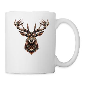 Polygon Hirsch Rentier Kunst Geschenk Jäger Kopf - Tasse - Weiß - Rechts