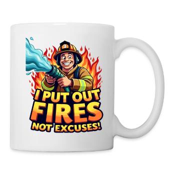 Ich lösche Brände, keine Ausreden – Feuerwehrmann-Kunstwerke - Tasse - Weiß - Rechts