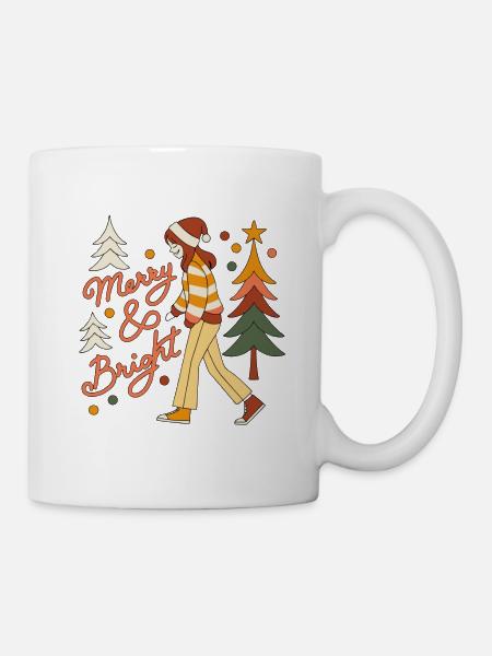 Retro Christmas Vibes T-Shirt - 70s Style Festive - Mug - white