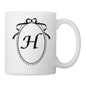 Vintage Buchstabe H Band - Geschenkidee - Tasse - Weiß - Rechts