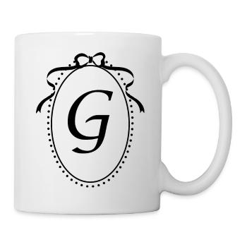 Buchstabe g Band Vintage - Geschenkidee - Tasse - Weiß - Rechts