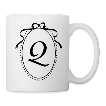 Buchstabe q Vintage Band - Geschenkidee - Tasse - Weiß - Rechts