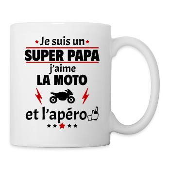 Je suis un super papa moto apéro, fête des pères - Mug blanc - blanc - Droite