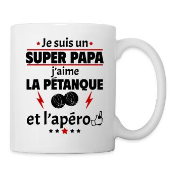 Je suis un super papa pétanque apéro, bouliste - Mug blanc - blanc - Droite