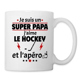 Je suis un super papa hockey apéro, hockeyeur - Mug blanc - blanc - Droite