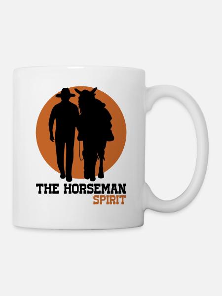 Cowboy Horse Silhouette | Horseman Spirit (Black) - Mug - white