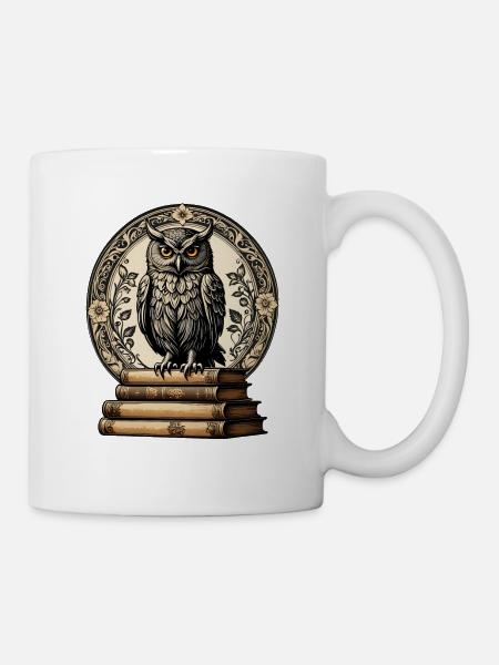 Büchereule - Tasse - Weiß