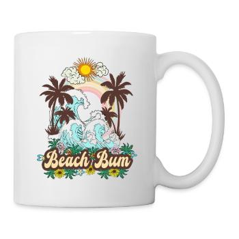 Beach Bum - Meer Palmen Retro Strand Regenbogen - Tasse - Weiß - Rechts