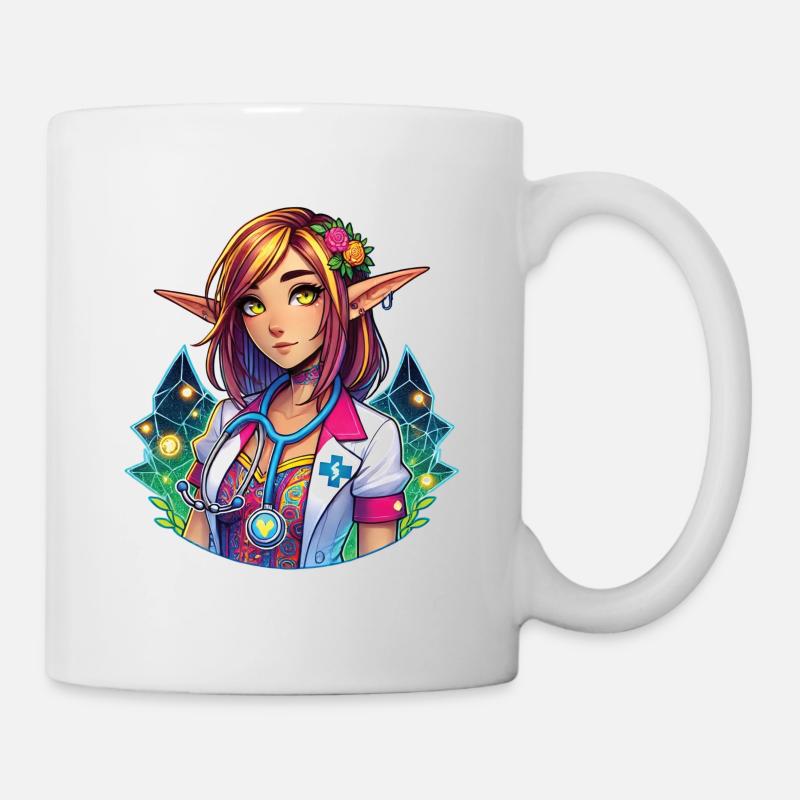 Fantasy Elf Infirmière Conception Magique - Mug blanc - blanc