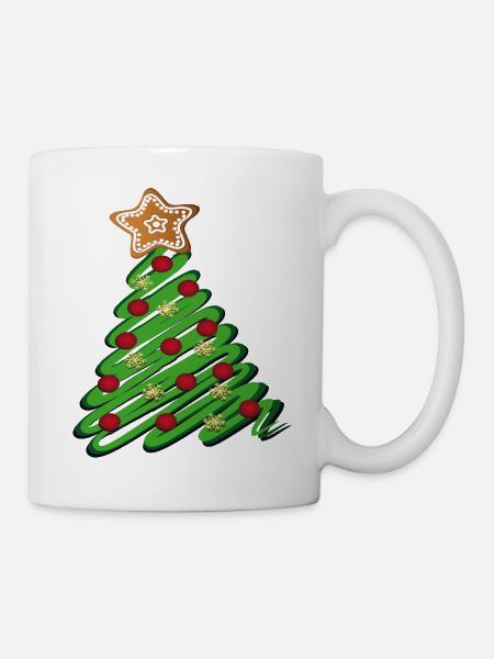 Weihnachtsbaum mit Pfefferkuchen - Tasse - Weiß