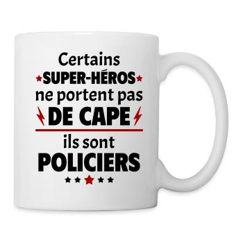 Certains super-héros sont policiers, cadeau noël - Mug blanc - blanc - Droite