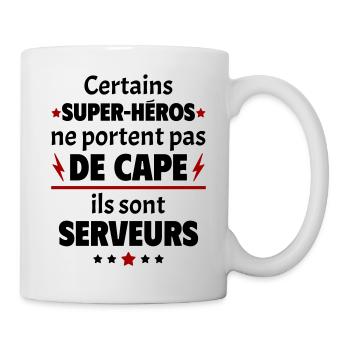 Certains super-héros sont serveurs, cadeau noël - Mug blanc - blanc - Droite