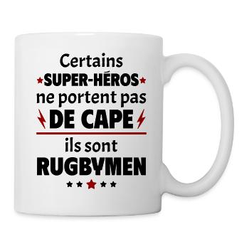 Certains super-héros sont rugbymen, cadeau noël - Mug blanc - blanc - Droite
