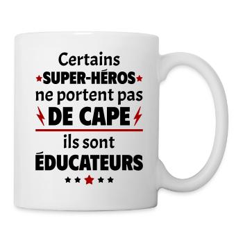 Certains super-héros sont éducateurs, cadeau noël - Mug blanc - blanc - Droite