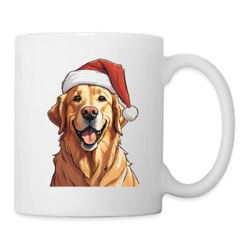 Golden retriever porte un chapeau de père Noël - Mug blanc - blanc - Droite