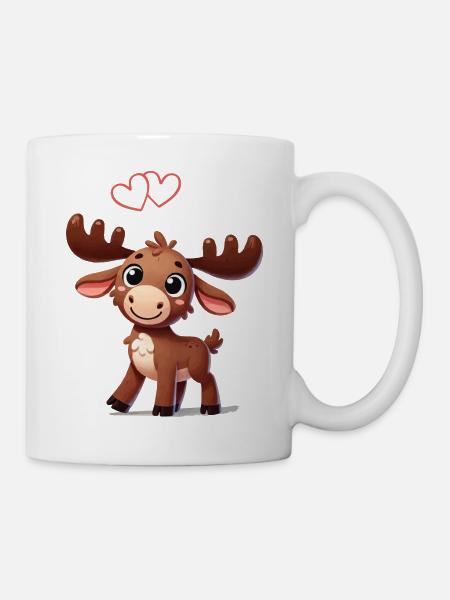 elch comic love - Tasse - Weiß