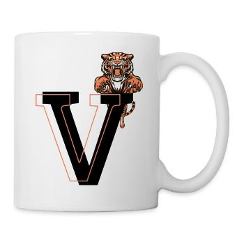 Buchstabe v Tiger - Geschenkidee - Tasse - Weiß - Rechts