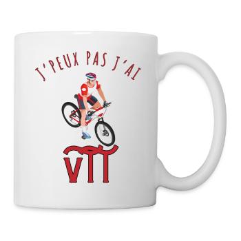 J’peux pas j’ai vtt - idée cadeau - Mug blanc - blanc - Droite