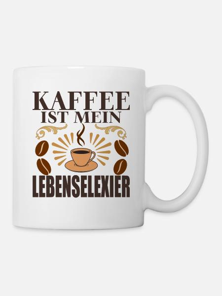 Kaffee Lebenselixier Spruch - Tasse - Weiß